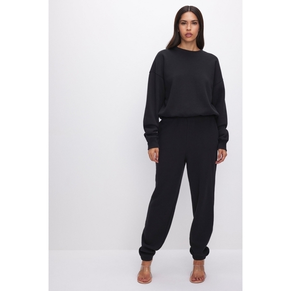 Good American Black Brushed Fleece Sweatpants Size 2 - Picture 1 of 7